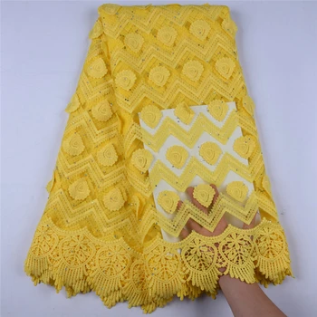 

Nigerian yellow High Quality Tulle Lace Fabric African Wedding Lace French Voile embroidery Lace Fabric Multicolor Options