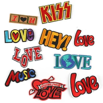 

5pcs Embroidered Love Letter Patch Iron On Sew On Fabric Appliques For Bags Hats Coats Jeans Repair Decors DIY Handmade Badge