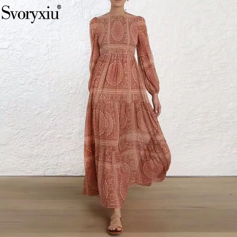 Svoryxiu дизайнерское осенне-зимнее длинное платье с длинными рукавами женские