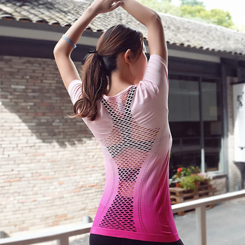 Morematch Женская футболка для бега, Спортивная, Омбре, бесшовная, спортивная одежда, майка без рукавов для йоги, фитнес-топы, женские рубашки для тренировки йоги