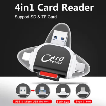 

4in1 SD TF Card Reader Micro USB Type C TF SDHC MicroSD SD Card Reader OTG Adapter For iPhone X XS MAX 7 8 11 iOS Android Phone