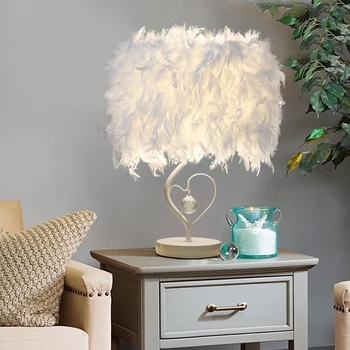 

Modern LED Table Lamp Feather Desk Lamp Heart Wing Crystal lampara de mesa for Bedroom Showroom Bedside Romantic Lampe De Bureau