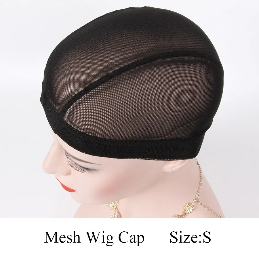 Leeons, черная, бежевая сетчатая купольная Кепка, эластичная, дышащая, парик, кепка для изготовления париков, клеевые, s, m, esh, кепка s, m, l - Цвет: Black mesh cap S