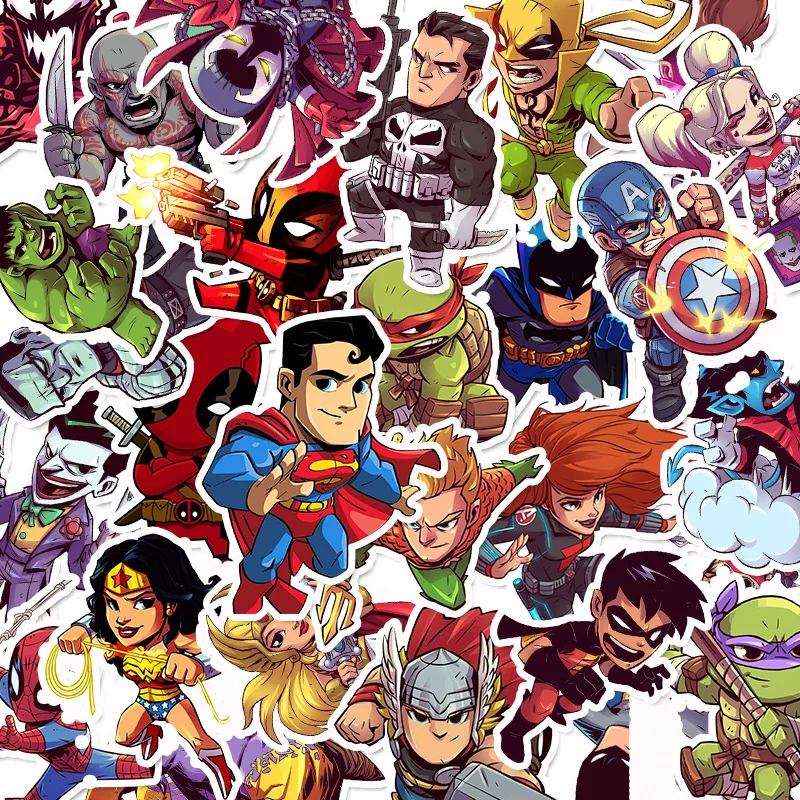 Si Di Ke 50 шт. Популярные наклейки супергероев Marvel граффити модный стиль багаж гитара персональные Мультяшные наклейки водонепроницаемые