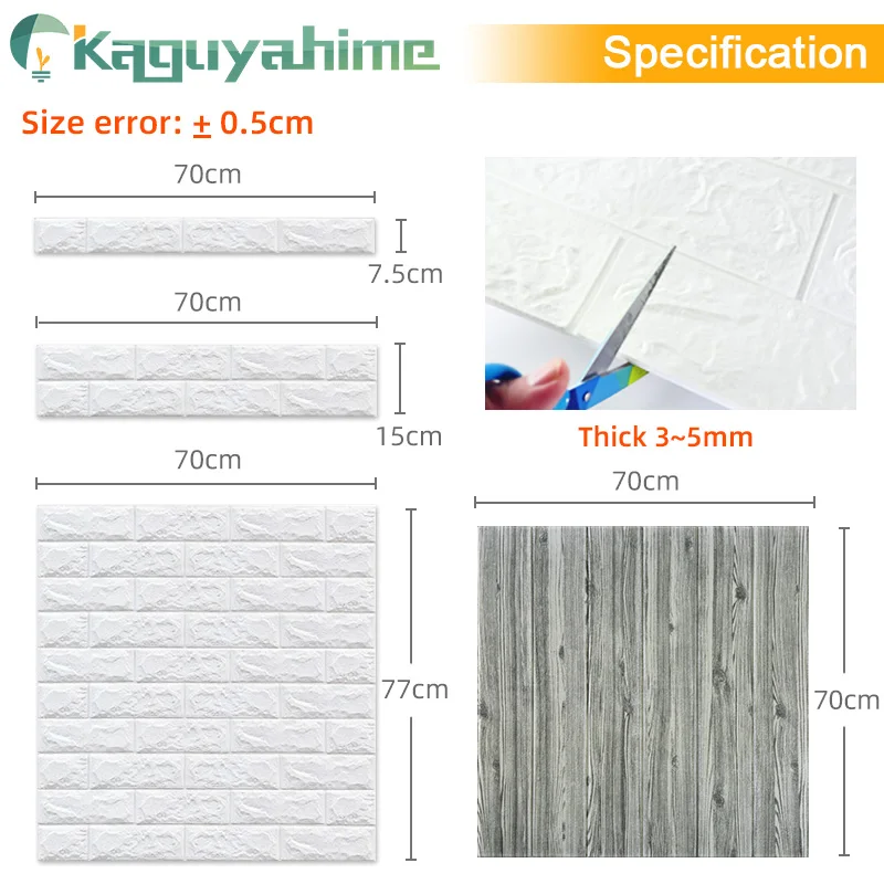 Kaguyahime 10pcs 3D Wallpaper DIY Marble Sticker Waterproof Sticker Home decor Kid Room Bedroom 3D Self-Adhesive Wallpaper Brick