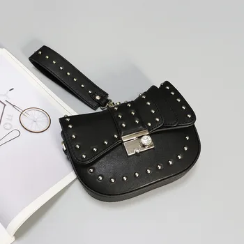 

2020 New High Quality Genuine Leather Handbag Retro Rivet Semicircle Saddle Bag Luxury Fashion Shoulder Messenger Bags Louis Bag