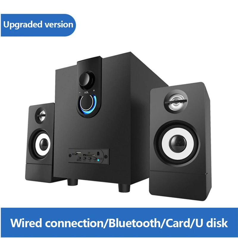 2.1 Active Wooden Multimedia Bluetooth Speakers Subwoofer Computer for Desktop PC Accessories Home Office