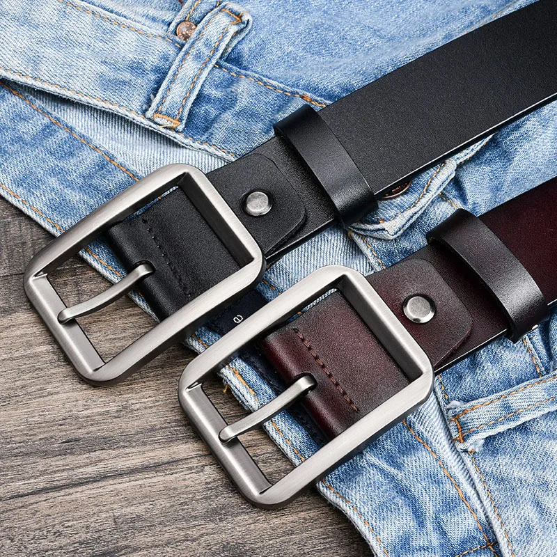 

New style men's pin buckle belt, men's leather belt, leather personalized versatile belt