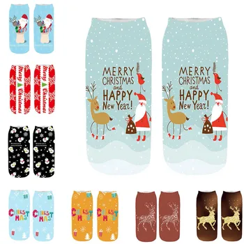 

New Hot Sale 3D Cartoon Funny Socks Women Christmas Crazy Cute Amazing Novelty Print Ankle Socks носки женские короткие