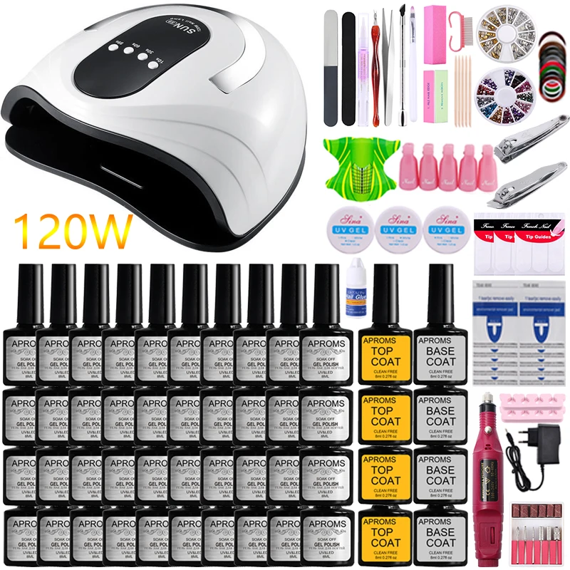 

Manicure Set Nail Kit Nail Set 40/30/20/10 Nail Gel Polish Set Electric Nail Drill Machine UV LED Nail Lamp Dryer Nail Tools Kit