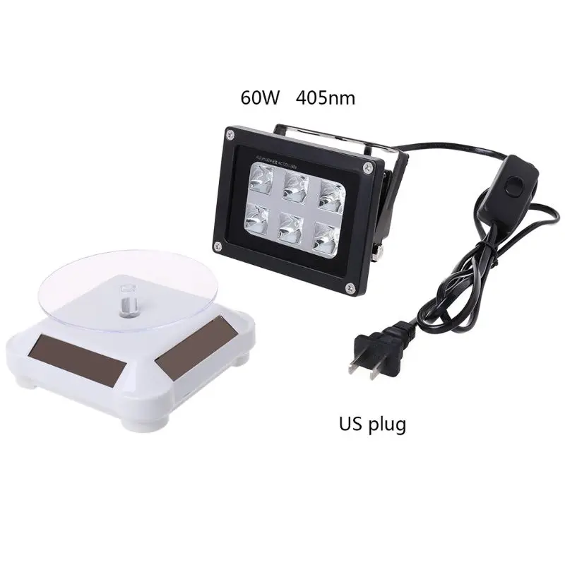 60W 405nm UV LED Resin Curing Light Lamp Solar Power Turntable US UK EU AU Plug 4