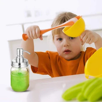 

Mason Jar for Essential Oils Lotions Liquid Soaps Creative Glass Hand Soap Dispenser Liquid Soap for Bathroom Kitchen Farmhouse