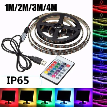 

1/2/3/4M RGB LED Strip 5050 Waterproof Flexible Led Night Holiday Light Desk Lamp 24Key USB strip light 4PIN connector