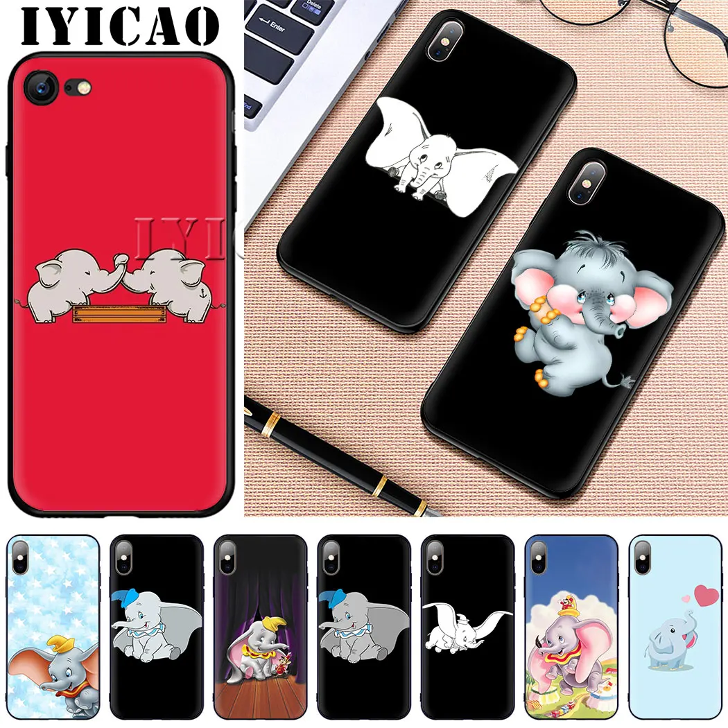 Милый мультяшный Мягкий силиконовый чехол для телефона Dumbo elephant iPhone 11Pro Max Xr Xs X 6 6S 7