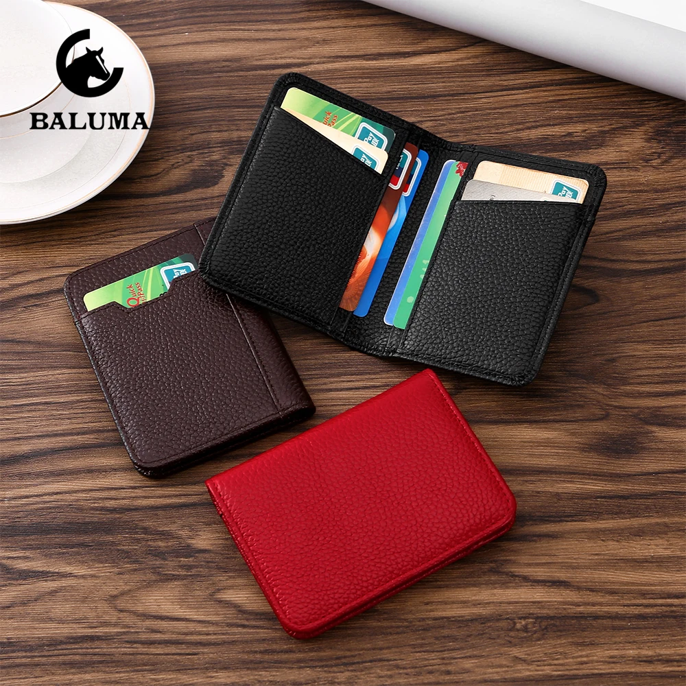 Tarjetero de cuero para hombre y mujer, billetera plegable para tarjetas de identificación y de crédito, cubierta de viaje para pasaporte de negocios Vintage