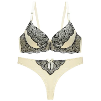 

GAOKE Women Bra and Thong Set Push Up Brassiere Underwear Femme Panties Lingerie Bralette