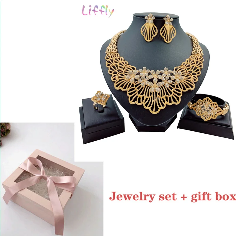 set 2 and box Распродажа, африканские ювелирные изделия, роскошные изысканные большие украшенные кристаллами ожерелья, серьги, многослойное ожерелье, очаровательные женские ювелирные изделия - Окраска металла: set 2 and box
