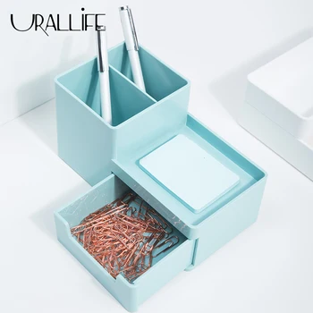 

Urallife Pen Holder Desktop Pencil Storage Box Makeup Storage Case Organizer With Drawer School Office Stationary Accessories