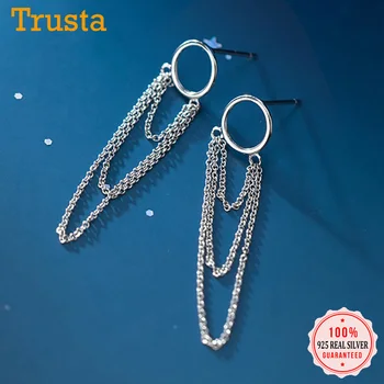 

Trustdavis Genuine Fashion 925 Sterling Silver Sweet Cute Round Multilayer Chain Stud Earring For Women Fine Jewelry Gift DS2433