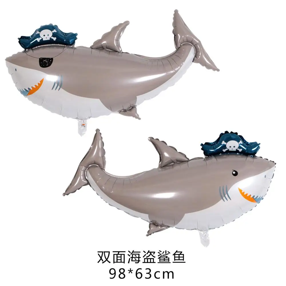 1 комплект большие серые пиратские воздушные шары в виде акулы морские животные большие акулы детские вечерние для мальчиков 18 дюймов воздушный шар из фольги надувные игрушки Globos - Color: 1pcs