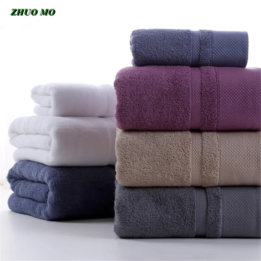 Super Absorbent Cotton Beach Towel Set for Adults, Bath Towels, Pure Color, Long, Thick, Spa, Gym, Travel, 70x140cm
