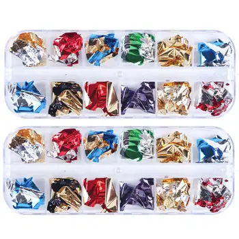 

Nail Art Glitter Sequins Dust Powder Mixed Paillettes Flakes UV Gel Polish 2Pcs 12-Grid Nail Art Glitter Sequin 2020