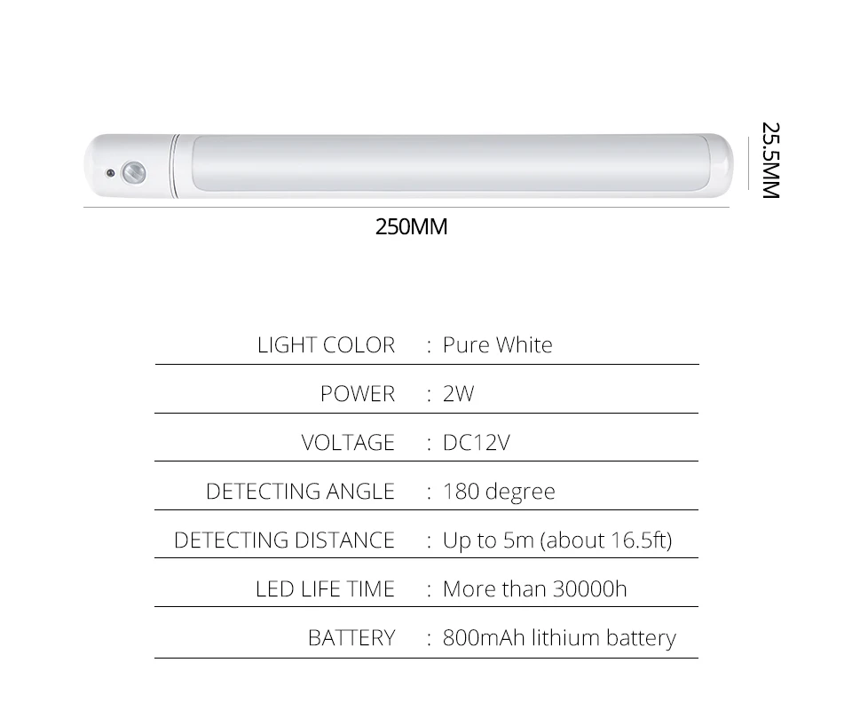 800 мАч 25 см USB Перезаряжаемый Налобный фонарик светодиодный свет шкафа 3 режима кухня спальня шкаф беспроводной PIR ночник 2 шт./партия