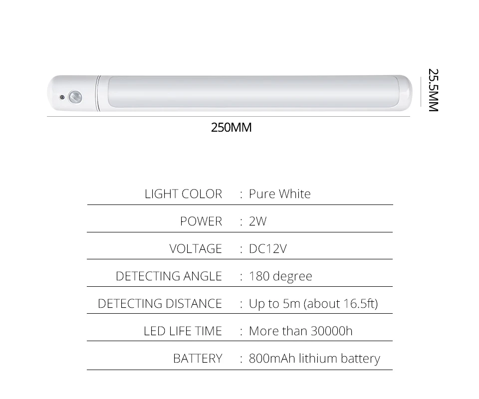 800 mAh PIR датчик движения светодиодный светильник под шкафом USB Перезаряжаемый 3 режима регулируемый угол ночной светильник для кухни спальни шкафа