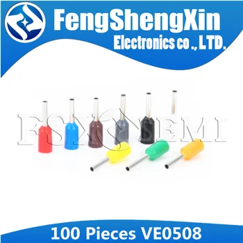 

100pcs E0508 VE0508 Tubular Wire Cold Pressure Connector Electrical Terminals Cable Crimps Wire Ferrules For 0.5mm2, 22 AWG Wire