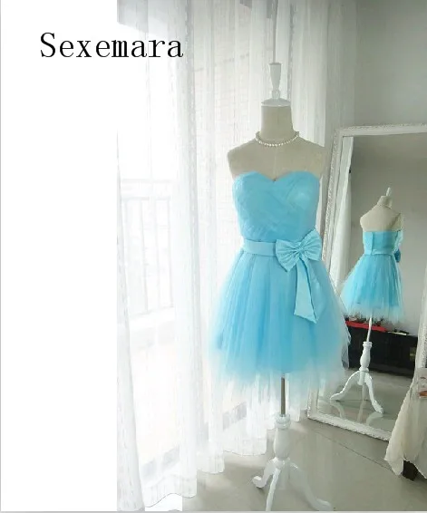 

Недорогая Милая рубашка, мини платья подружки невесты с бантом для свадьбы, новинка 2018, сексуальное платье без рукавов, изящное фатиновое летнее стильное платье