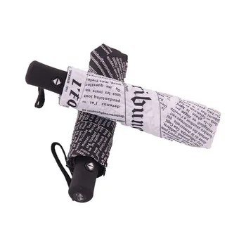 

Fully-automatic Three Folding UV-Protection Sunny and Rainy Umbrella One with Black Coating Newspaper Pattern Umbrella