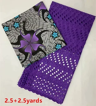 

eyelet swiss voile lace with african wax lace fabric high quality wax cotton fabric match with cotton lace fabric JFJULY013