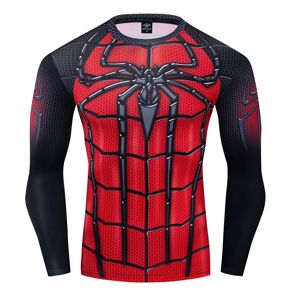 

Spiderman 3D Printed T shirts Men Compression Shirts Long Sleeve Training Tops Tees Gyms Fitness T-shirt Rashguard