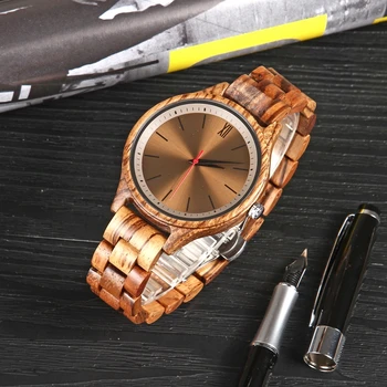 

2020 Chic Casual Walnut Wood Watch for Men Luminous Pointer Quartz Watch Movement Handmade Wood Band with Folding Clasp Watches