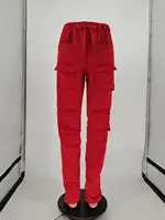 Women's Red Stacked Sweatpants High Waist Tracksuits Y2K Harajuku Joggers Streetwear Mall Goth Cargo Pants 2021 Safari Trousers 4