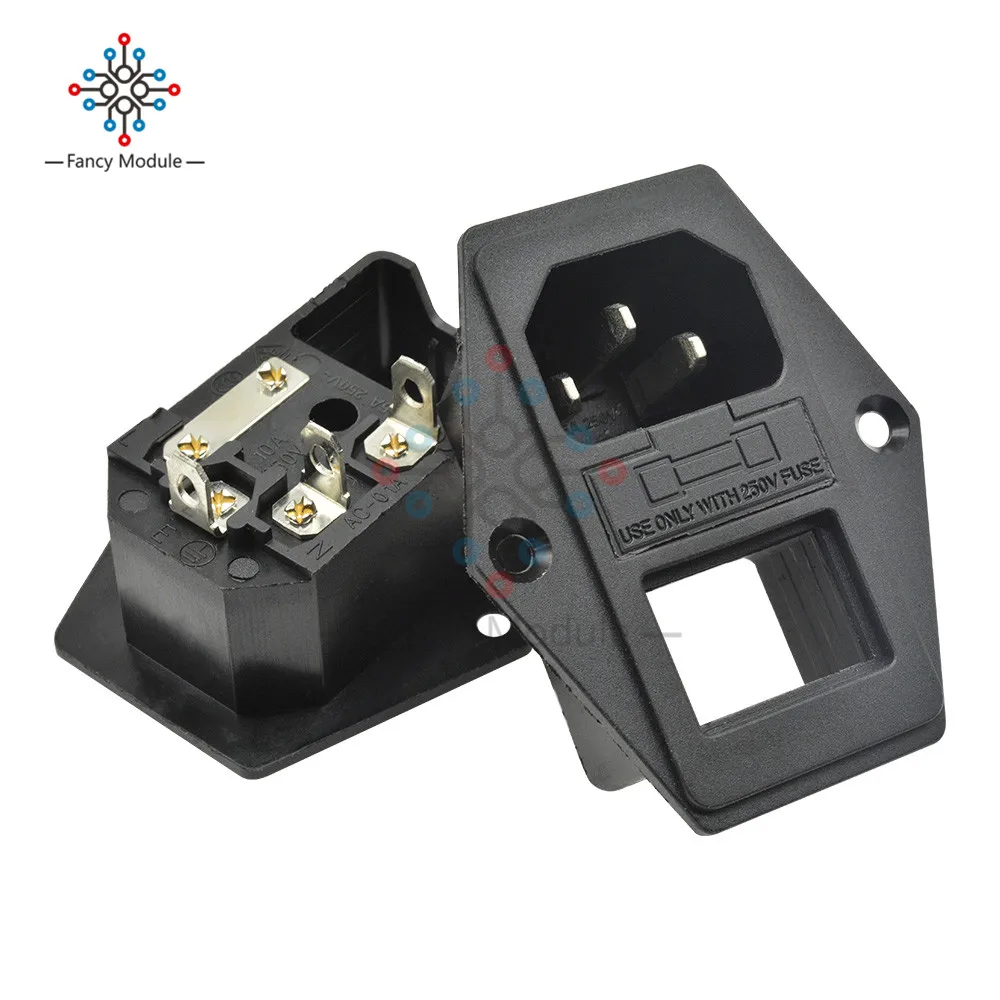 AC 250V 10A IEC320 C14 Мужской адаптер железное ядро 3 Терминалы Мощность входное гнездо с 5*20 мм 250V 10A предохранитель KCD1-101 2 контактный переключатель
