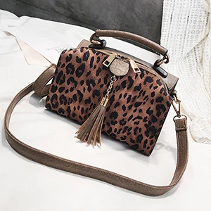 Роскошные женские сумки с леопардовым принтом, Модные леопардовые маленькие сумки с клапаном, шикарные сумки с кисточками на молнии, женские сумки через плечо, дамские сумочки - Цвет: brown