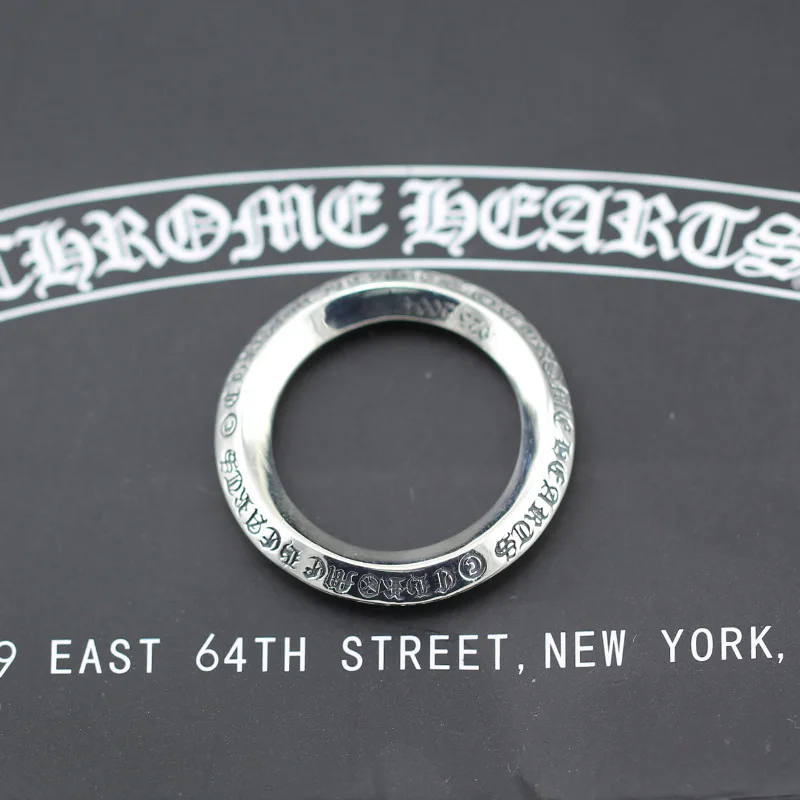 S925 sterling silver men's keychain personality classic punk wind hip-hop domineering letters ring shape to send lover's gift
