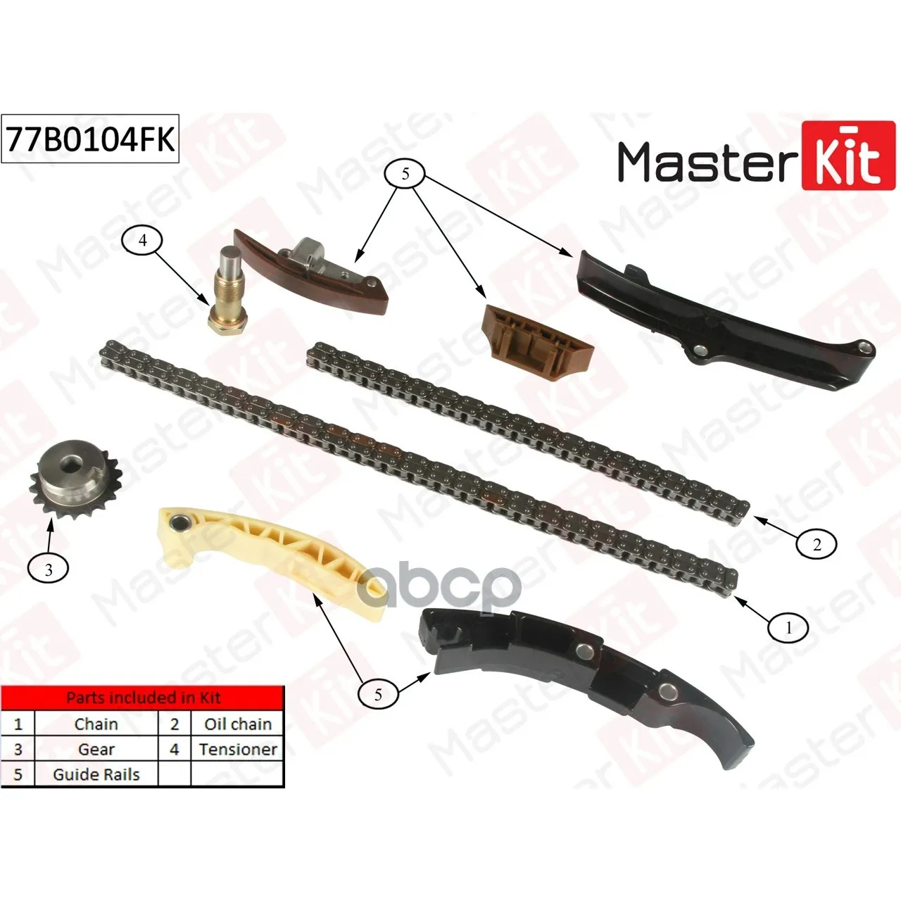 Комплект Цепи Грм Vag:2.3/2.8/3.2 Aqn,Aqp,Bub 00-10 MasterKit арт. 77B0104FK