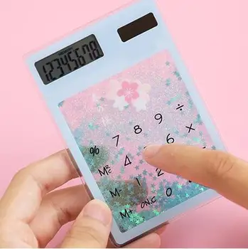 

Creative quicksand cute calculator transparent calculator solar energy calculator student portable touch mini Solar calculator