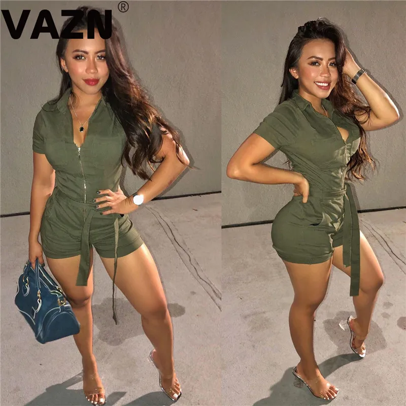 VAZN-monos sexys para mujer, trajes con reducción de edad, de manga corta y viento urbano, color verde, Hip hop, novedad de otoño 2020