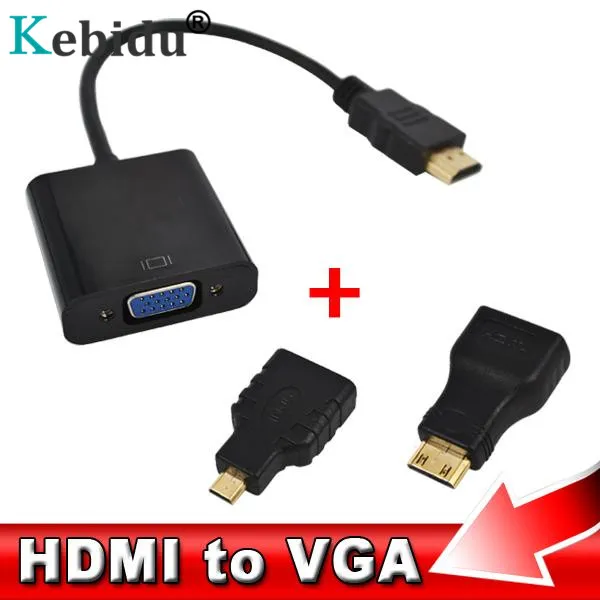 

kebidu 1080P HDMI to VGA Adapter Micro HDMI Mini HDMI Male Adapter to VGA Female Converter For Xbox 360 PS3 PS4
