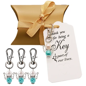 

50Set Wedding Candy Box Wedding Gift Guarding Wings Angel Keychain European Wedding Candy Gift Box