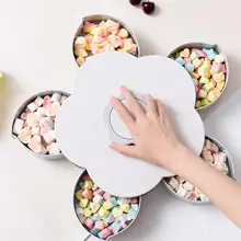 Коробка для конфет в форме цветка, для закусок и еды, вращающийся чехол для сухофруктов, контейнер для закусок и орехов, вращающаяся тарелка для фруктов, настольный органайзер для дома