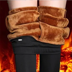 Senhoras além de veludo grosso outono novo exterior wear leggings moda all match casual calças compridas cintura alta mais tamanho