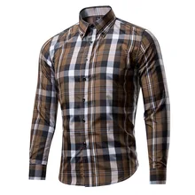 Весенняя и Осенняя мужская хлопковая клетчатая рубашка из полиэстера уличная звезда версия Мужская Повседневная рубашка с длинным рукавом и отложным воротником