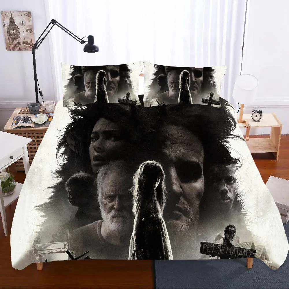 Edredon Pet Sematary King size 3D постельное белье s домашний текстиль пододеяльник простыни с черепом Комплект постельного белья наволочки постельное белье