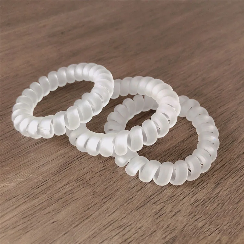 

3Pcs/Set New Korean Telephone Wire Line Hair Tie Spiral Shape Matte Color TPU Rubber Eastic Hair Band Women Hair Accessories