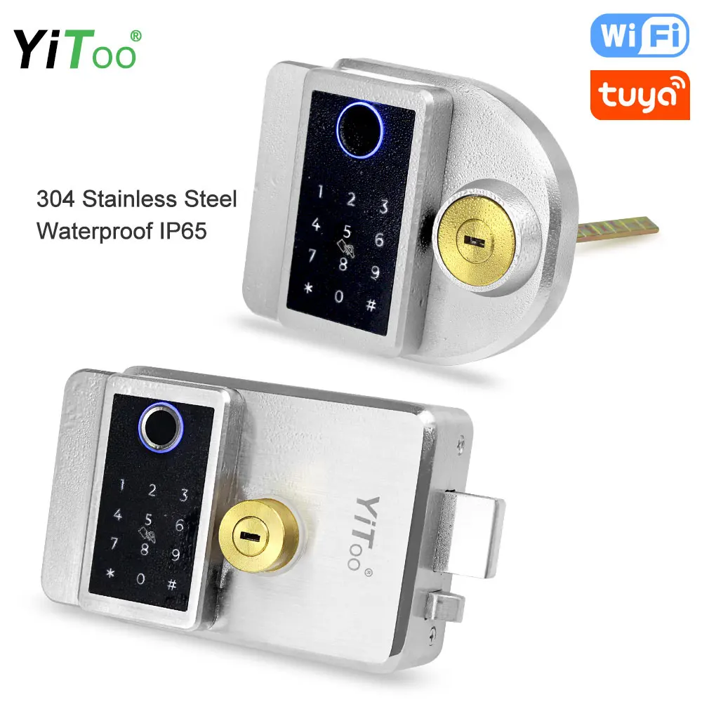 YiToo304StainlessSteelIP65OutdoorWaterproofFingerprintDoorLock