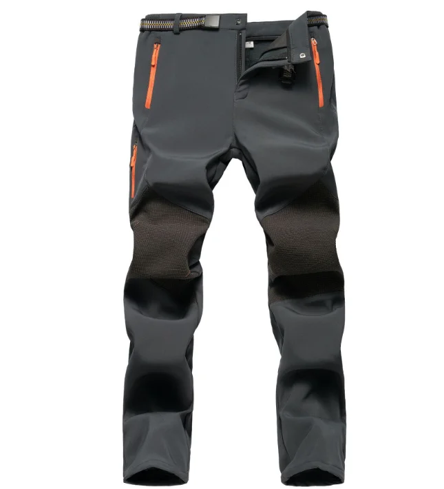 Новые походные брюки мужские водонепроницаемые флисовые зимние уличные брюки спортивные походные велосипедные лыжные флисовые брюки больших размеров - Цвет: Gray